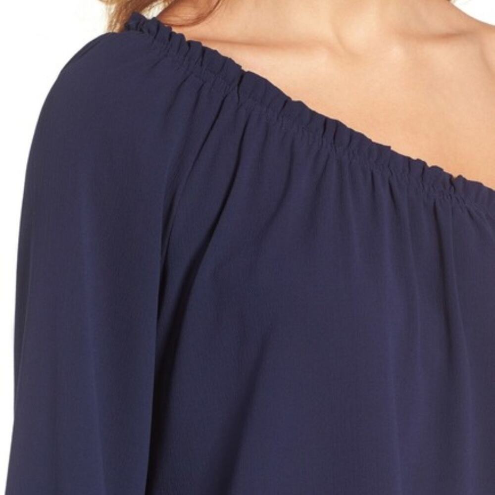 Chelsea28 One Shoulder Blouse NAVY INDIGO Small - Picture 2 of 8